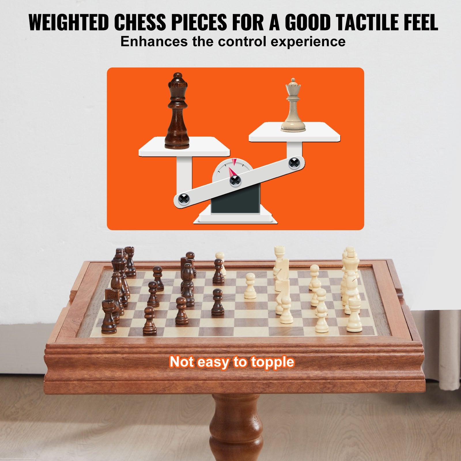 18" Premium 3-in-1 Wooden Game Table Set: Chess, Checkers, Backgammon - Deluxe Family Board Game Furniture, Gift & Collectible