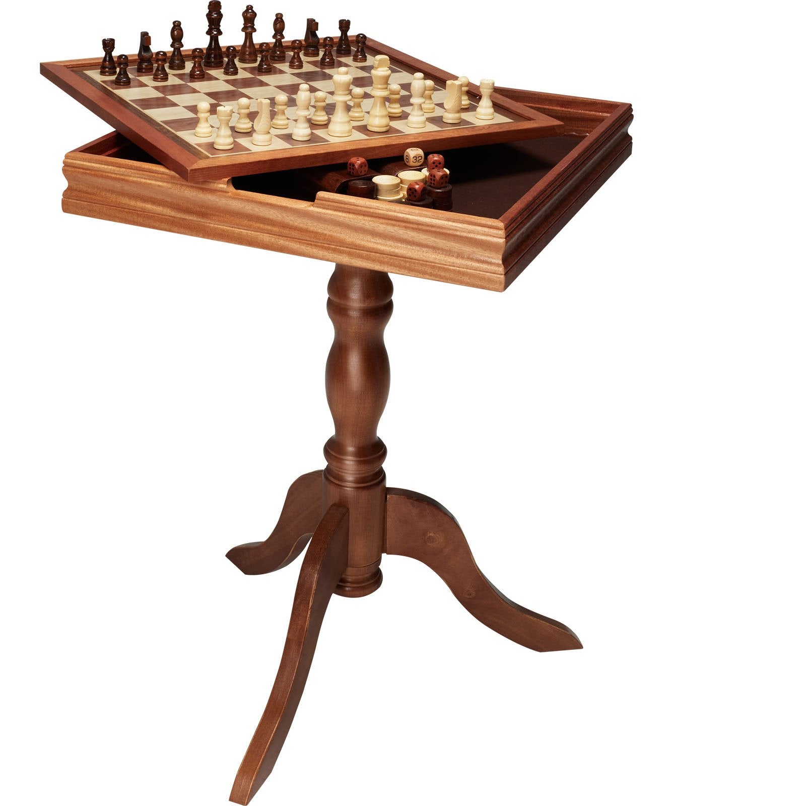 18" Premium 3-in-1 Wooden Game Table Set: Chess, Checkers, Backgammon - Deluxe Family Board Game Furniture, Gift & Collectible