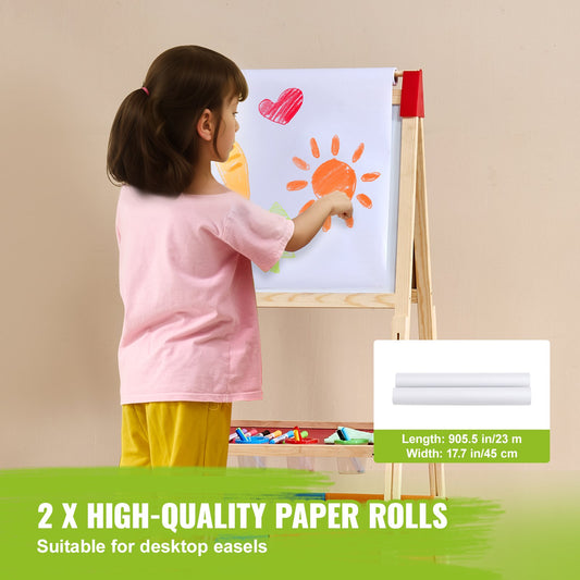 Complete 32-Piece Kids' Art Easel Kit with Chalks, Dry-Erase Markers, Paper Rolls – Ideal Painting Accessories for Toddlers and Children 3-14