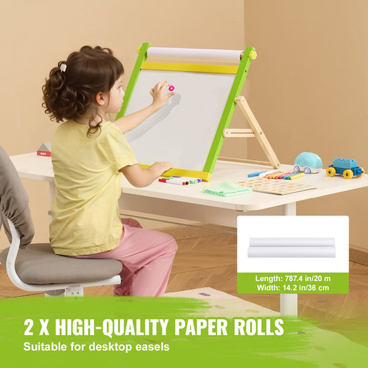 32-Piece Children's Easel Painting Kit with Chalk, Dry-Erase Markers, Paper Rolls - Ideal Art Supplies for Toddlers & Kids Ages 3-14