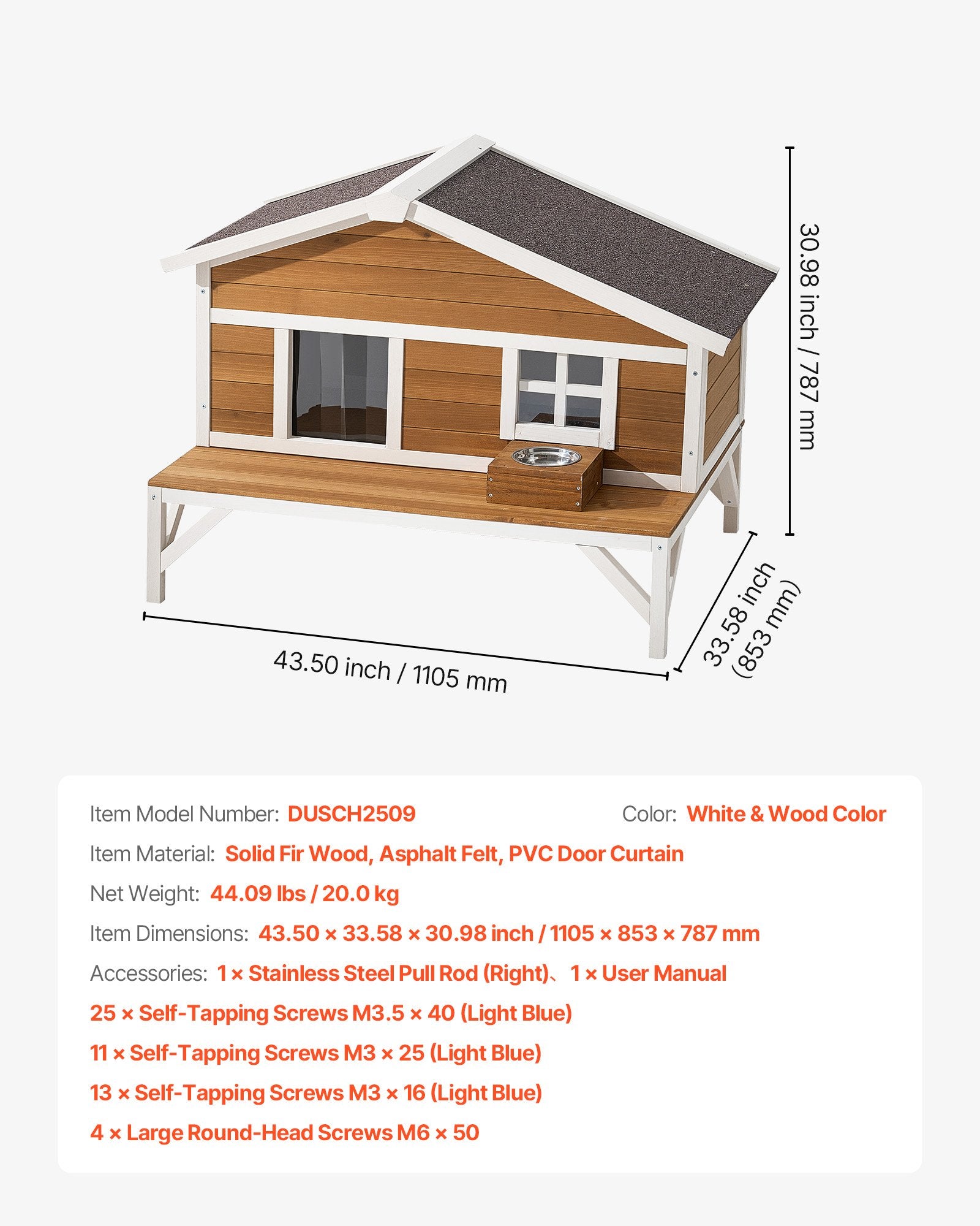 Spacious Insulated Cat House with Foam and Elevated Wooden Shelter, Waterproof Outdoor & Indoor Winter Haven for Feral Cats, 43.5x33.5x31 in