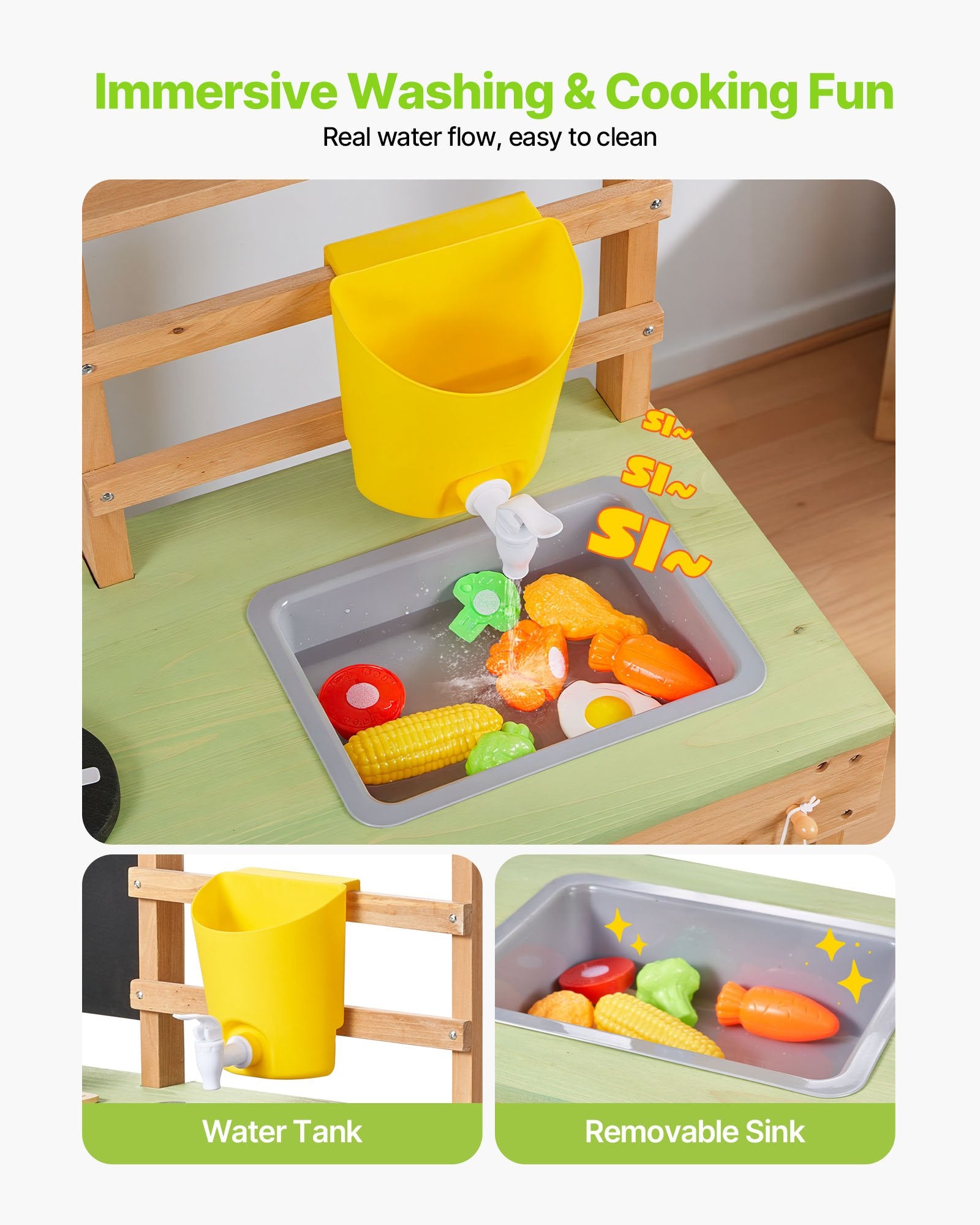 Children's Wooden Outdoor Mud Kitchen with Stove, Sink, and Play Accessories - Perfect for Backyard Fun and Imaginative Play
