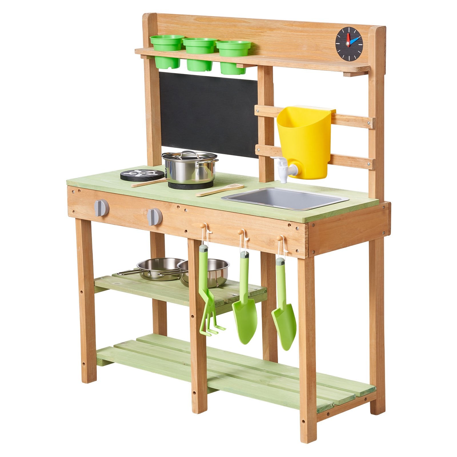 Children's Wooden Outdoor Mud Kitchen with Stove, Sink, and Play Accessories - Perfect for Backyard Fun and Imaginative Play