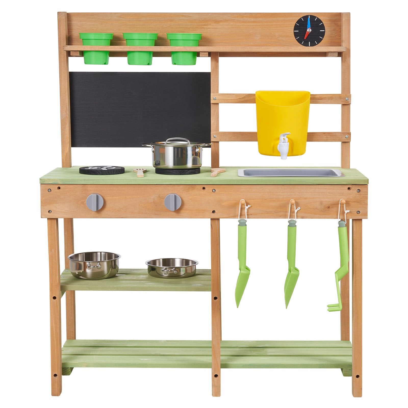 Children's Wooden Outdoor Mud Kitchen with Stove, Sink, and Play Accessories - Perfect for Backyard Fun and Imaginative Play