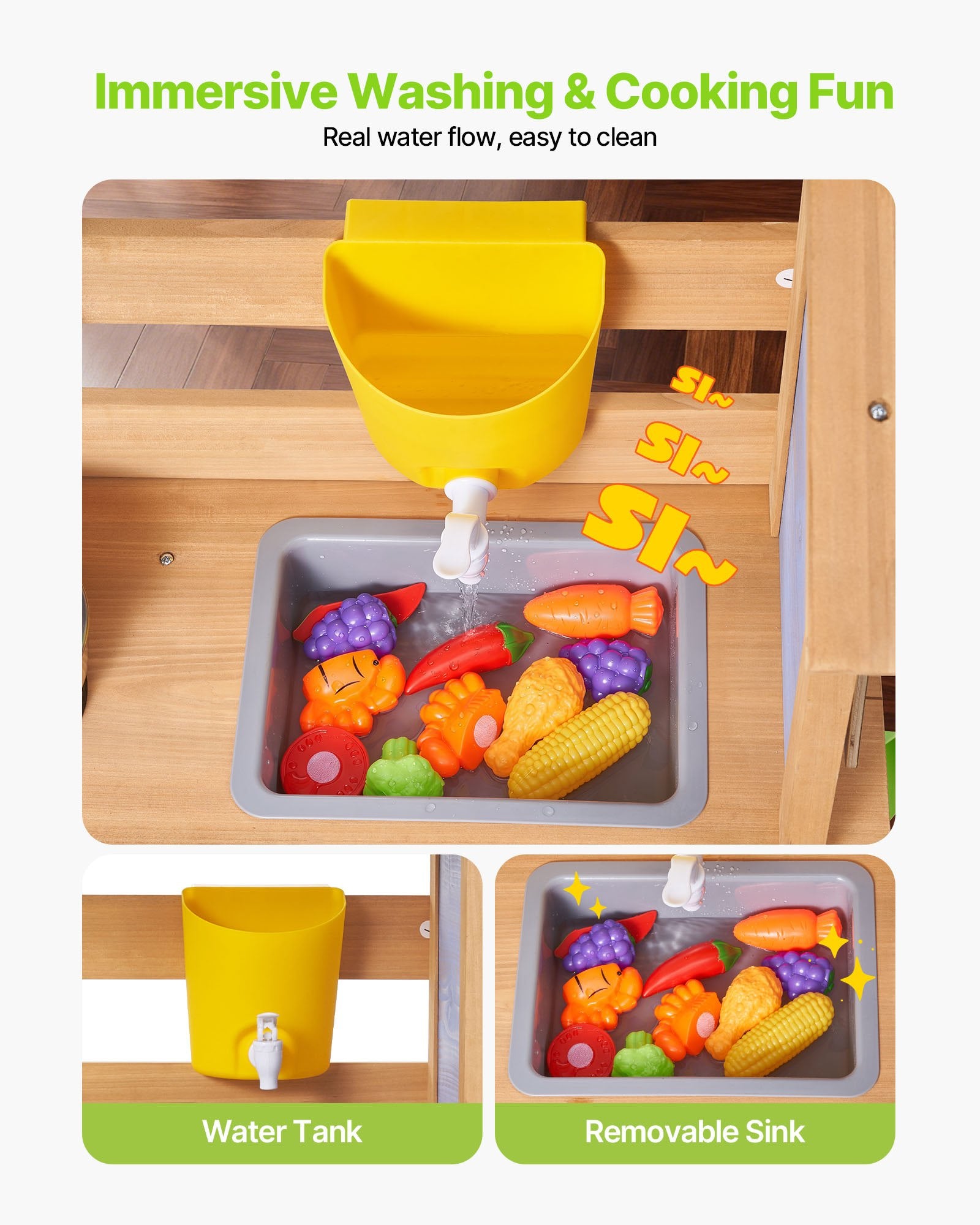 Outdoor Wooden Mud Kitchen for Kids with Cookware, Sink, Sunshade, Storage, and Accessories - Perfect Backyard Playset for Creative Fun