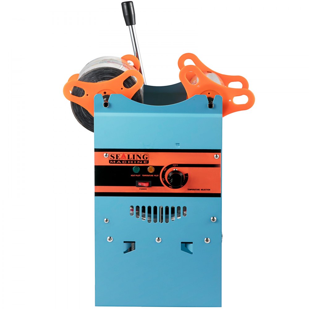 Manual Bubble Tea Sealing Machine with Heating for 90/95mm Cups, 300-500 Cups per Hour Capacity in Blue