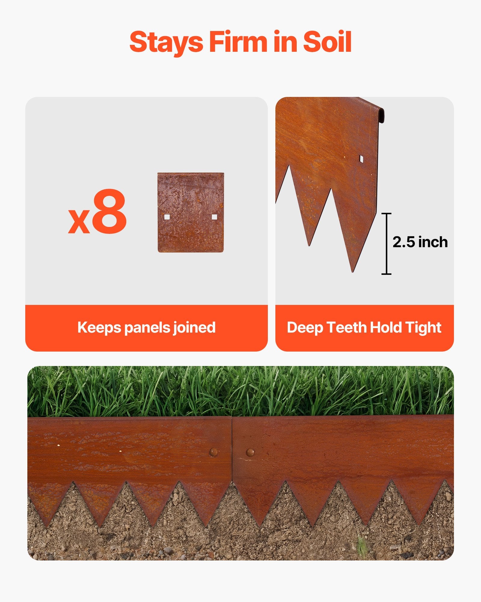 Versatile Corten Steel Garden Edging Kit, 6-Pack 40x6 Inch - Durable, Bendable Metal Border for Flower Beds, Pathways, Easy Installation