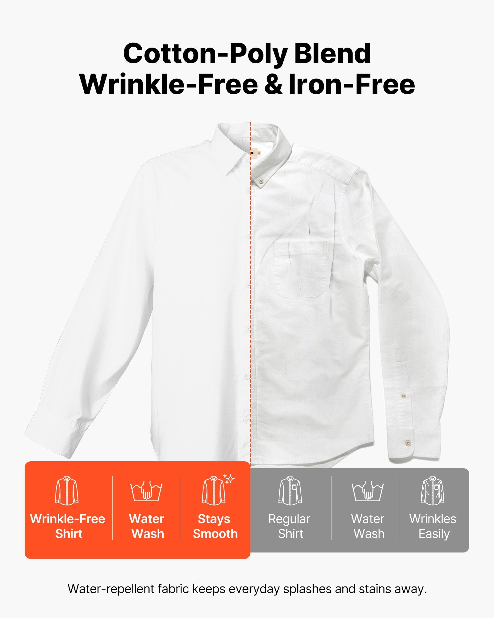 Men's Slim Fit Long Sleeve Shirt – Wrinkle-Free Stretch Button Down for Business, Formal Events, Weddings, and Casual Dinners in White