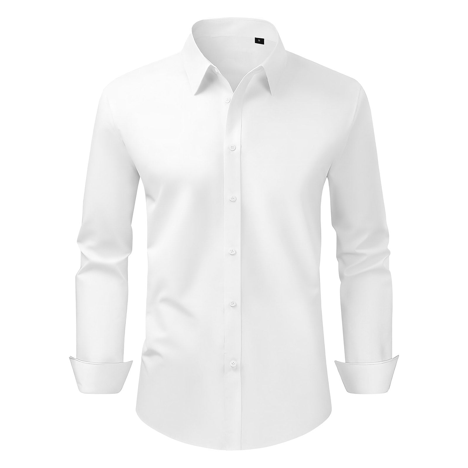 Men's Slim Fit Long Sleeve Shirt – Wrinkle-Free Stretch Button Down for Business, Formal Events, Weddings, and Casual Dinners in White