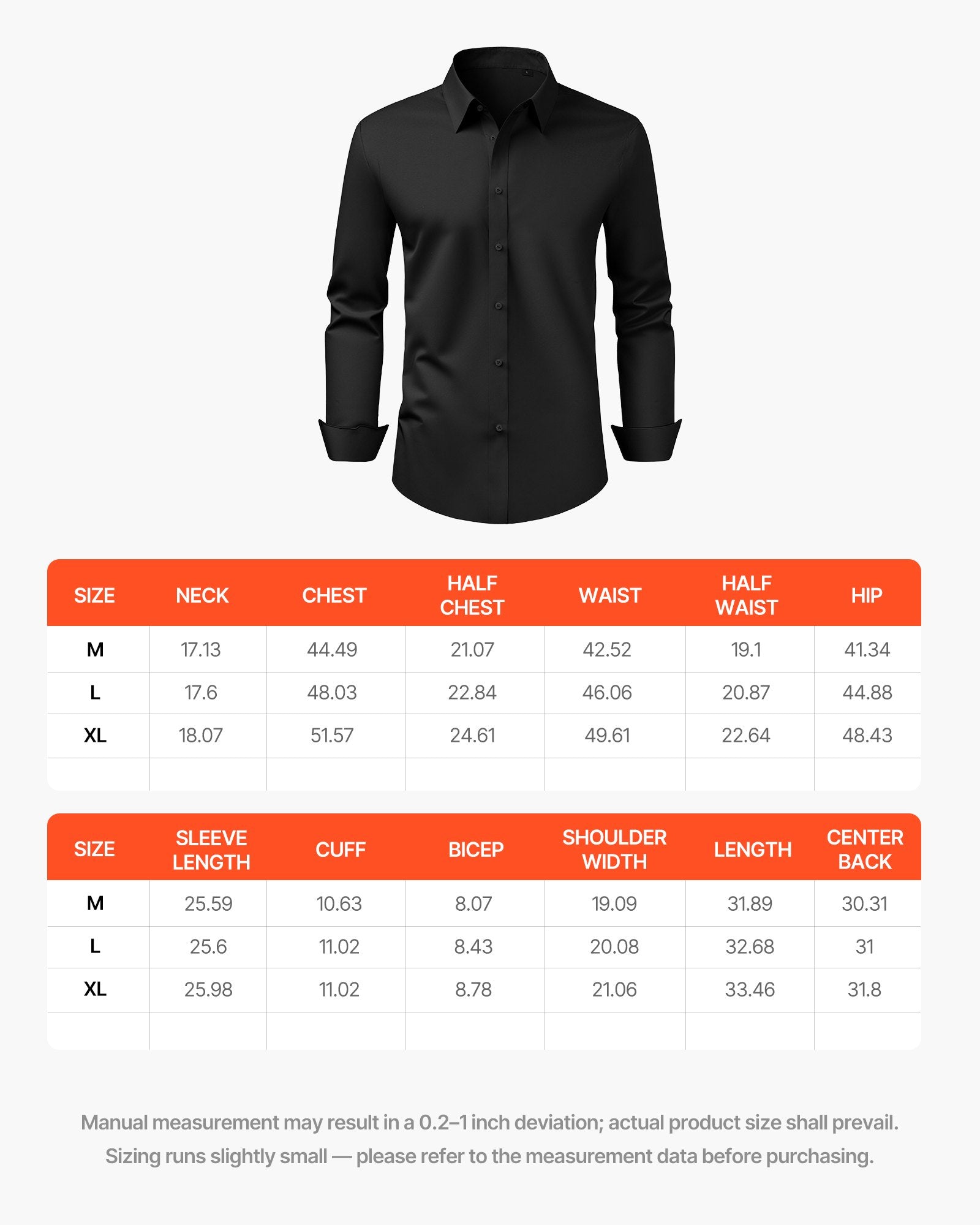 Men's Black Slim Fit Button-Up Shirt - Long Sleeve, Wrinkle-Free, Soft Stretch Fabric for Business, Formal, Wedding, Dinner, Versatile Style