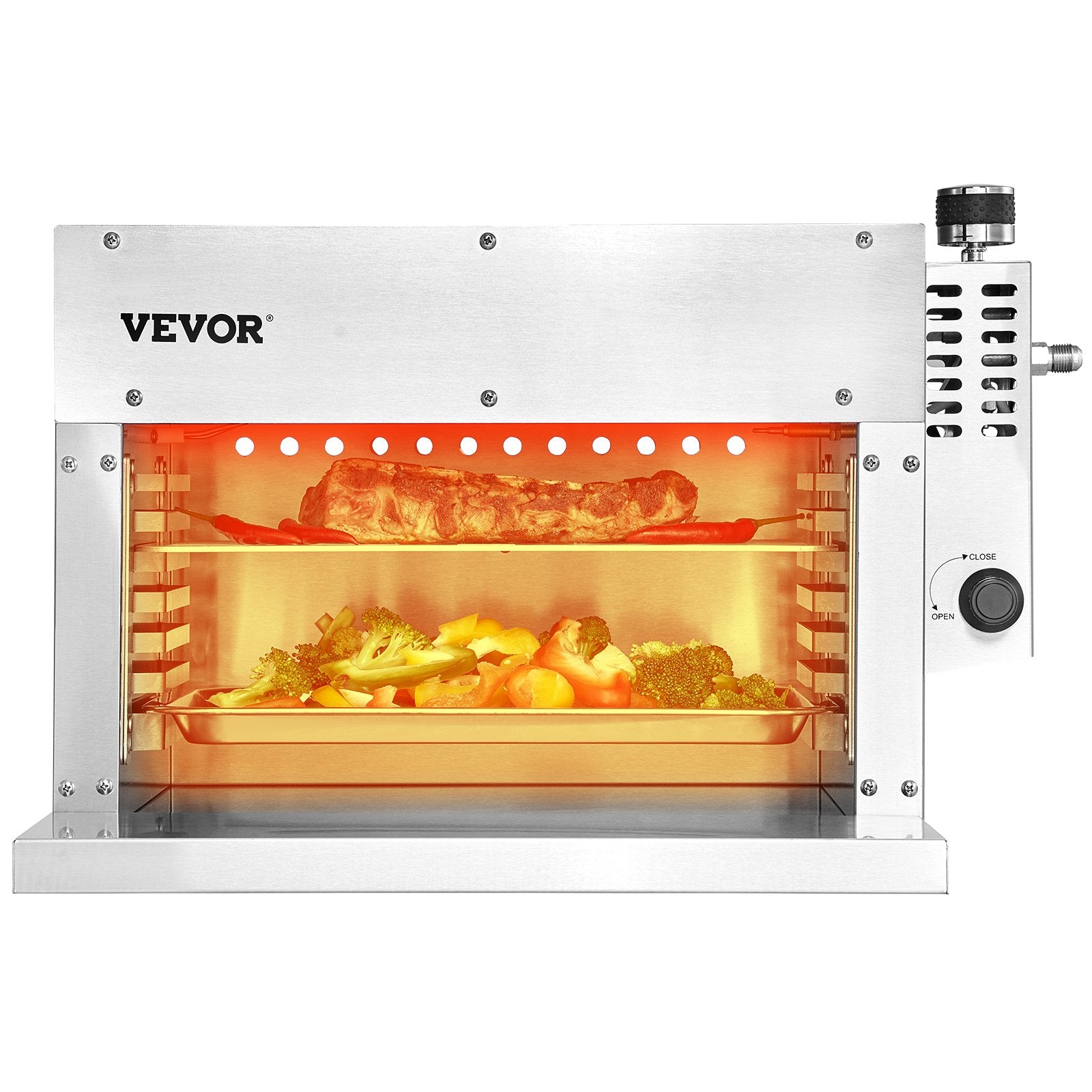 Portable Stainless Steel Propane Infrared Grill - 1500°F Broiler with Adjustable Racks for Steaks, BBQ, Toast & Outdoor Picnics
