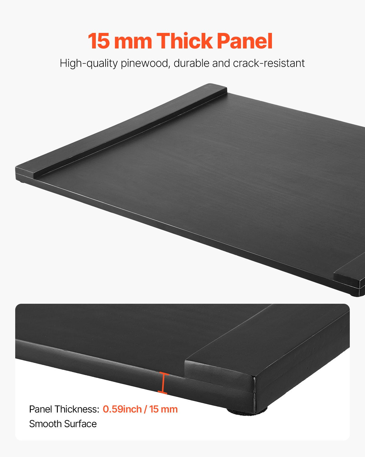 Premium Pine Wood Stove Top Noodle Board: Multipurpose Gas & Electric Stove Cover, RV Stovetop & Kitchen Sink Tray with Handles, Black