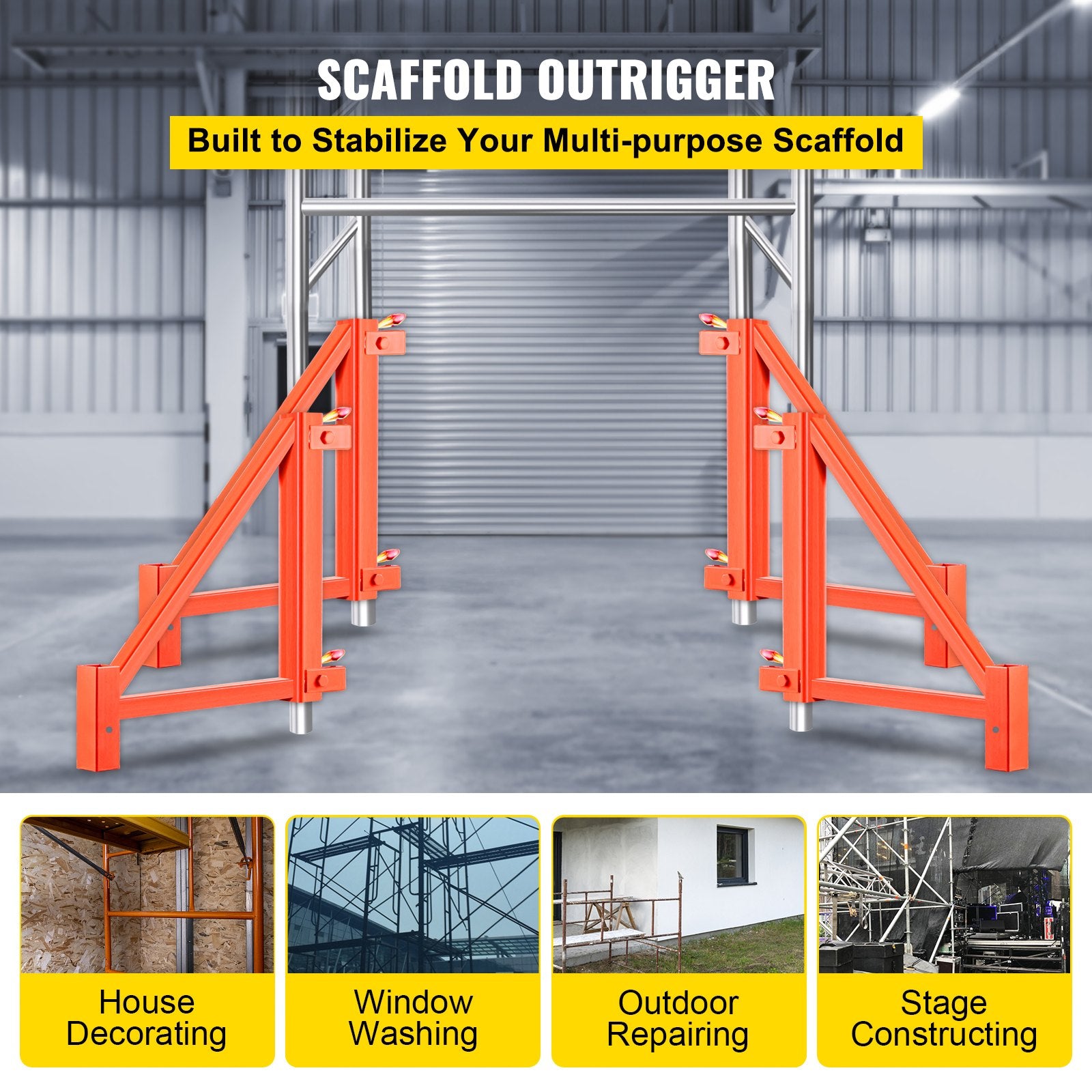 Heavy-Duty Scaffold Outriggers Set of 4 with Locking Pins, 18"x18"x24" for Safe Home Improvement, Painting, Drywall, Window Cleaning