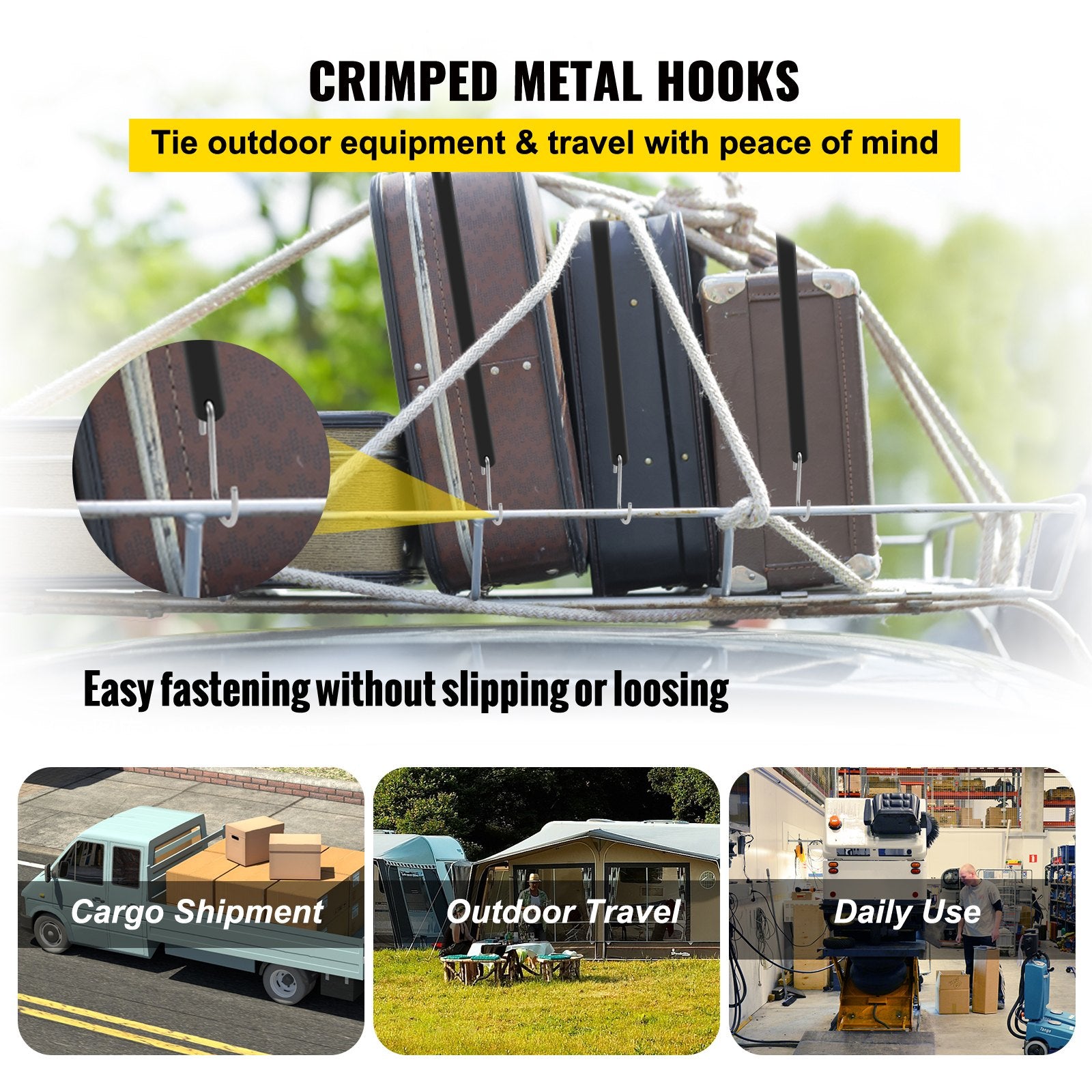 53-Pack Heavy Duty Weatherproof Rubber Bungee Cords, 41" Tie Down Straps with Crimped S Hooks for Securing Cargo, Trailers, Canvases & More