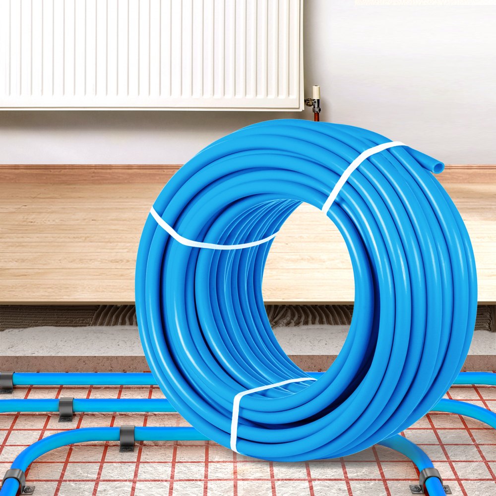 VEVOR Pex Tubing, 1" Pex Pipe 300ft Flexible Pex Hose Non Oxygen Barrier Pex Tube Coil 80-160psi Pex Water Line Blue Pex Piping for Hot & Cold Water Plumbing Open Loop Radiant Floor Heating System