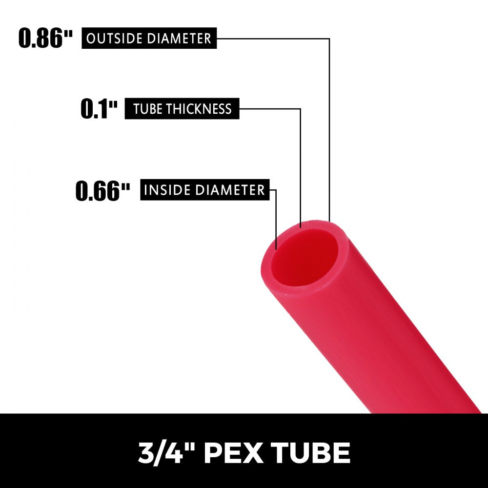 VEVOR 3/4" X 300Ft PEX Tubing Oxygen Barrier O2 EVOH Pex-B Red Hydronic Radiant Floor Heat Heating System Pex Pipe Pex Tube ,3/4" O2-Barrier, 300Ft/Red