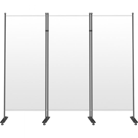 VEVOR Office Partition 102" W x 14" D x 71" H Room Divider Wall 3-Panel Office Divider Folding Portable Office Walls Divider with Non-See-Through Fabric Room Partition White for Room Office Restaurant