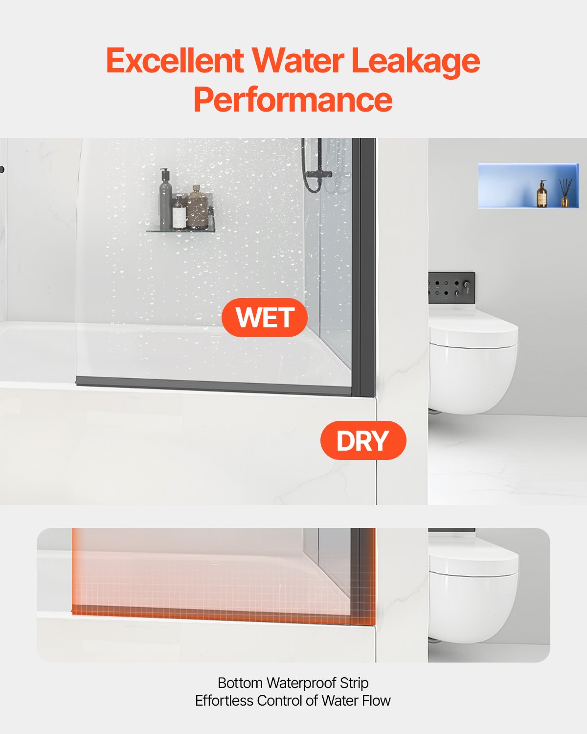 Sleek Frameless Bathtub Shower Door, 34x55 in, Black Half Shower Screen with Tempered Glass, Waterproof Seal, Towel Rack, Durable Materials