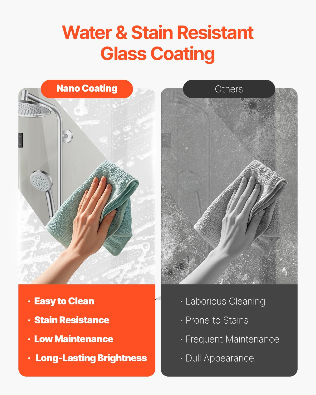 Frameless Tri-Fold Bathtub Shower Door, 51x56 in, 1/4 in Tempered Glass, 180° Hinged Folding, Shatterproof, Water-Repellent, Black Finish
