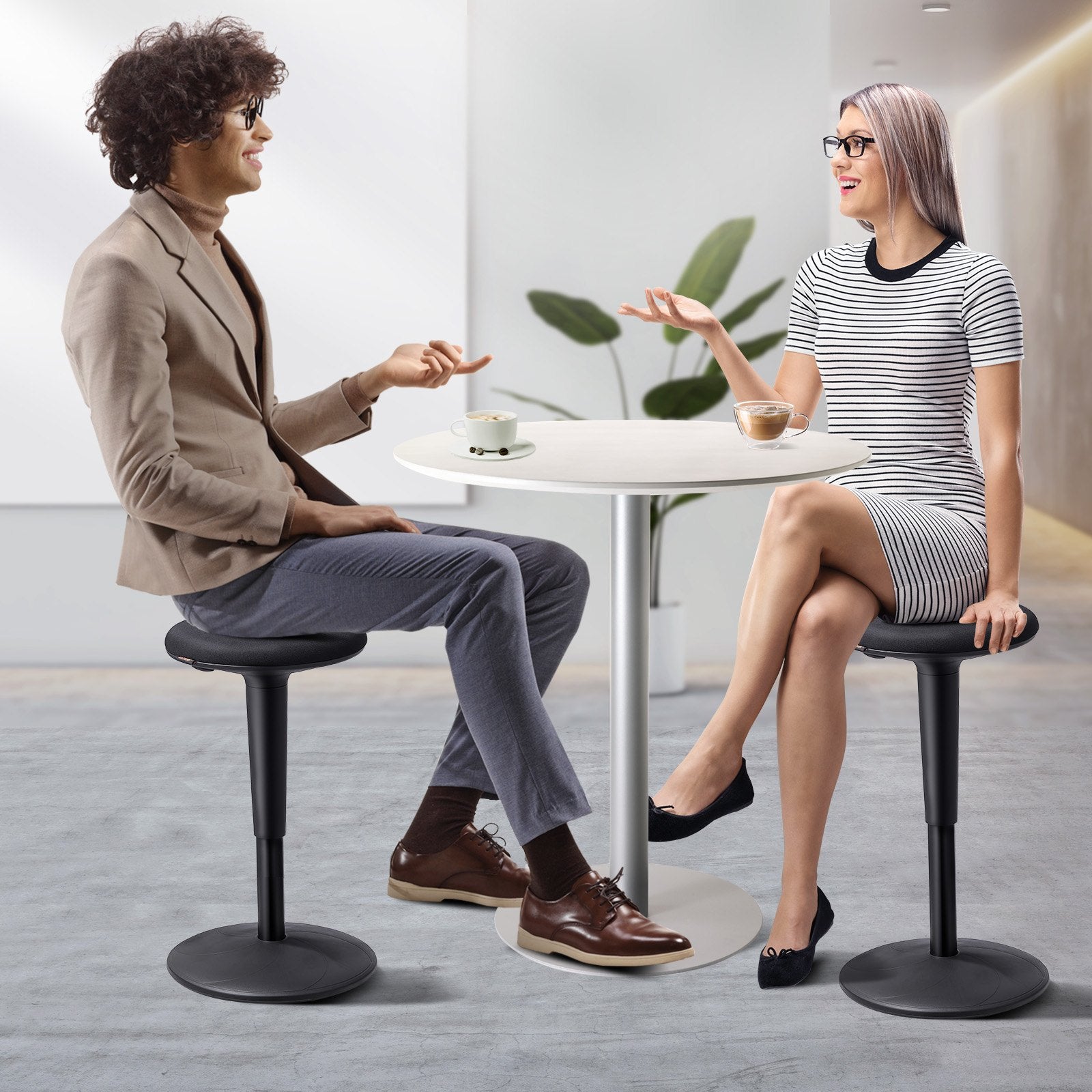 Adjustable Wobble Chair for Improved Focus & Posture - Ideal Flexible Seating for Schools, Offices & Home with 8° Tilt, 360° Rocking, Black