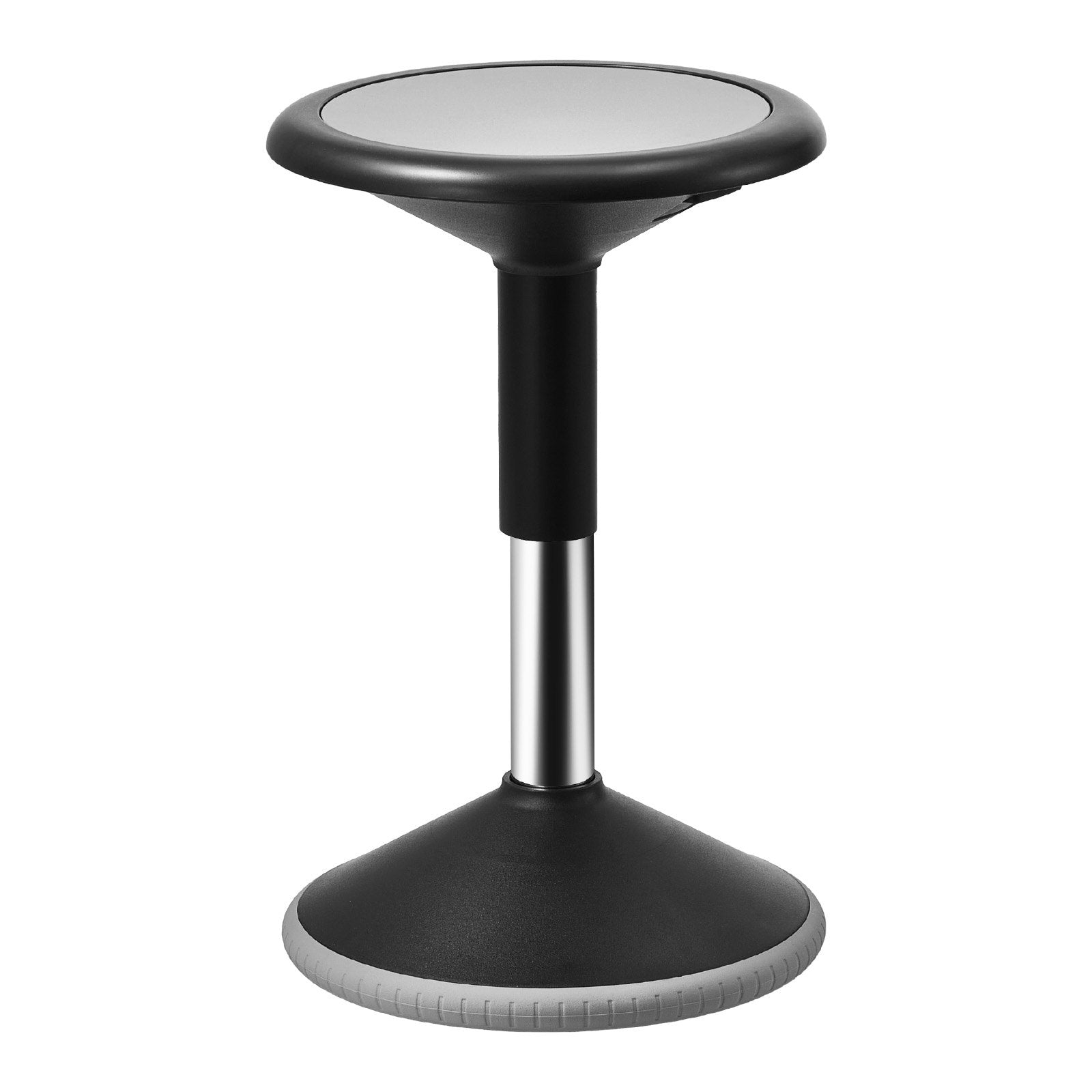 Height-Adjustable Wobble Chair for Teens, PVC+ABS Active Stool, Enhances Focus & Posture, School & Office Use, 360° Swing, Black