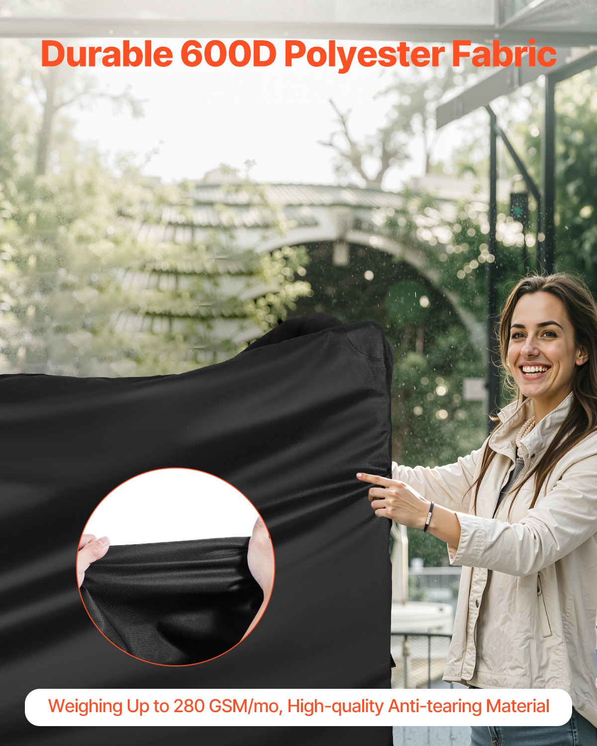 66-Inch Heavy Duty BBQ Grill Cover, Waterproof & Fade Resistant, 600D Polyester with Secure Buckles, All-Weather Protection, Black