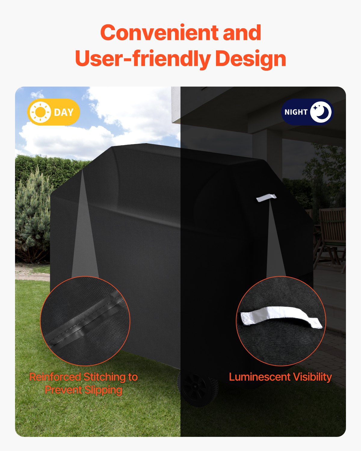 Heavy Duty 52-Inch Grill Cover for Outdoor BBQs - Waterproof, Fade & Weather Resistant, Hook-and-Loop Straps, Fits Weber & More