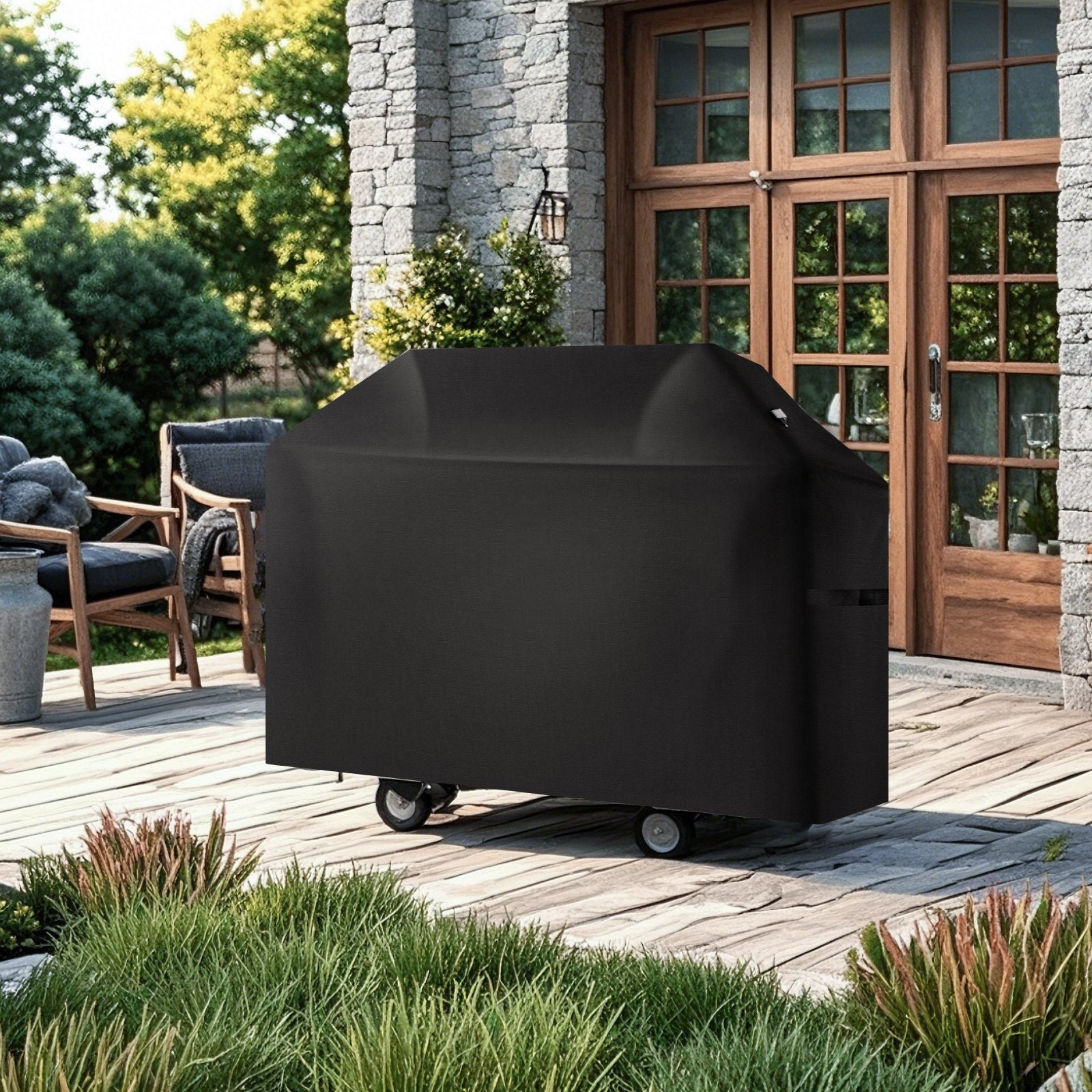 Heavy Duty 52-Inch Grill Cover for Outdoor BBQs - Waterproof, Fade & Weather Resistant, Hook-and-Loop Straps, Fits Weber & More