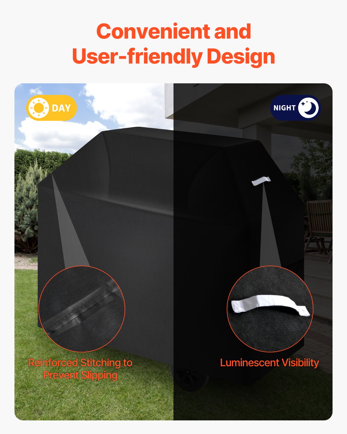 Heavy Duty 58-Inch BBQ Grill Cover - Waterproof, Fade & Weather Resistant 600D Polyester with Hook-and-Loop Straps, Fits Genesis Series