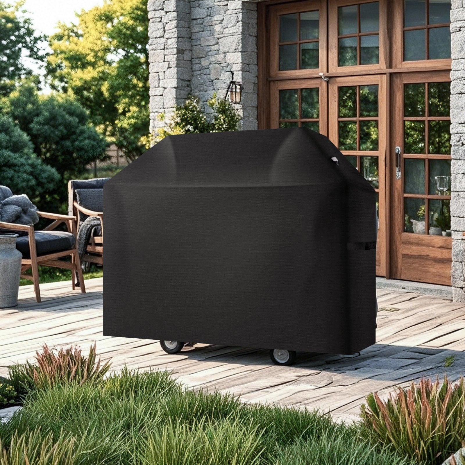 Heavy Duty 58-Inch BBQ Grill Cover - Waterproof, Fade & Weather Resistant 600D Polyester with Hook-and-Loop Straps, Fits Genesis Series