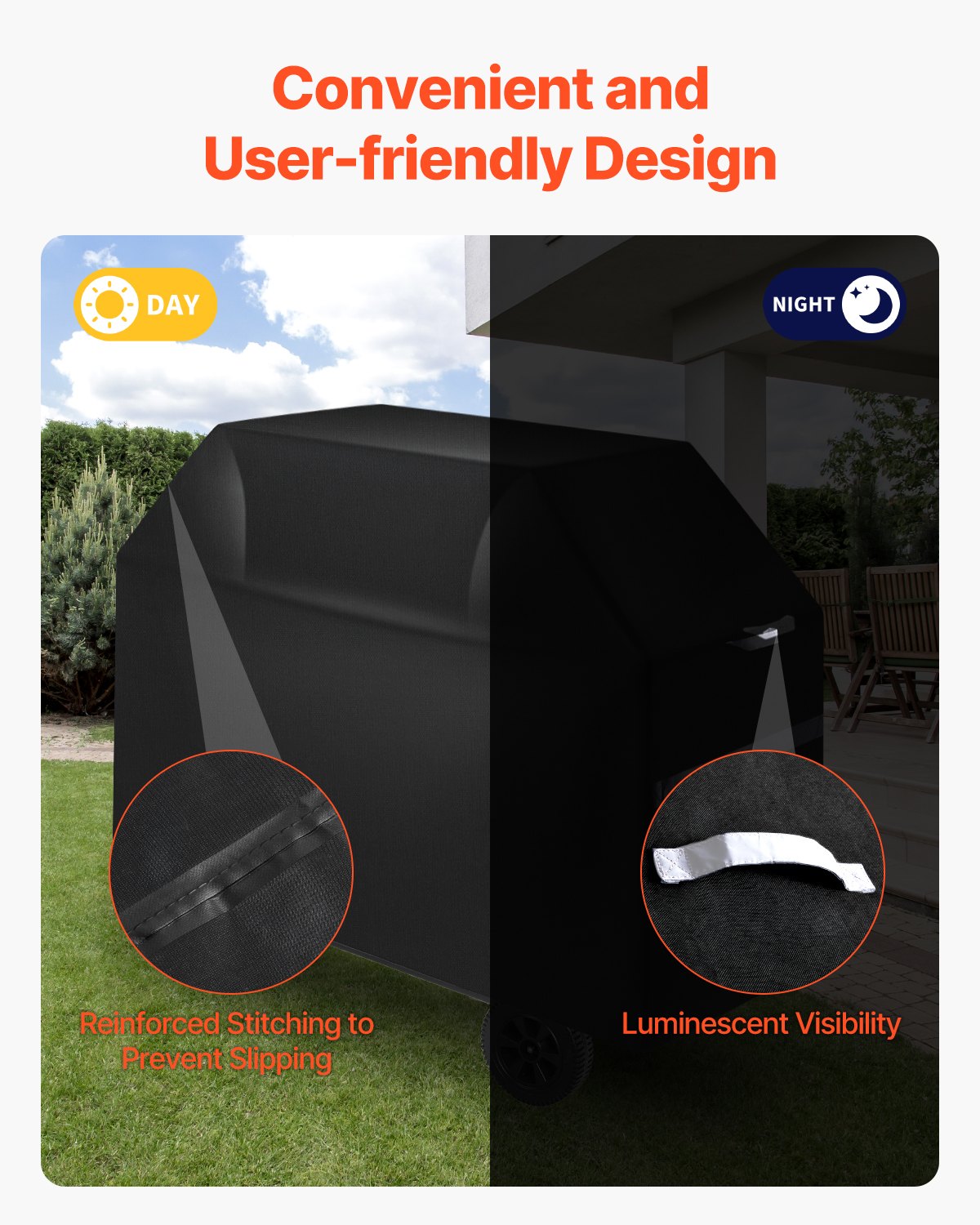 Heavy-Duty 48-Inch BBQ Grill Cover, Waterproof & Fade Resistant, Durable 600D Polyester with Hook-and-Loop Straps, Fits Spirit 200 Series