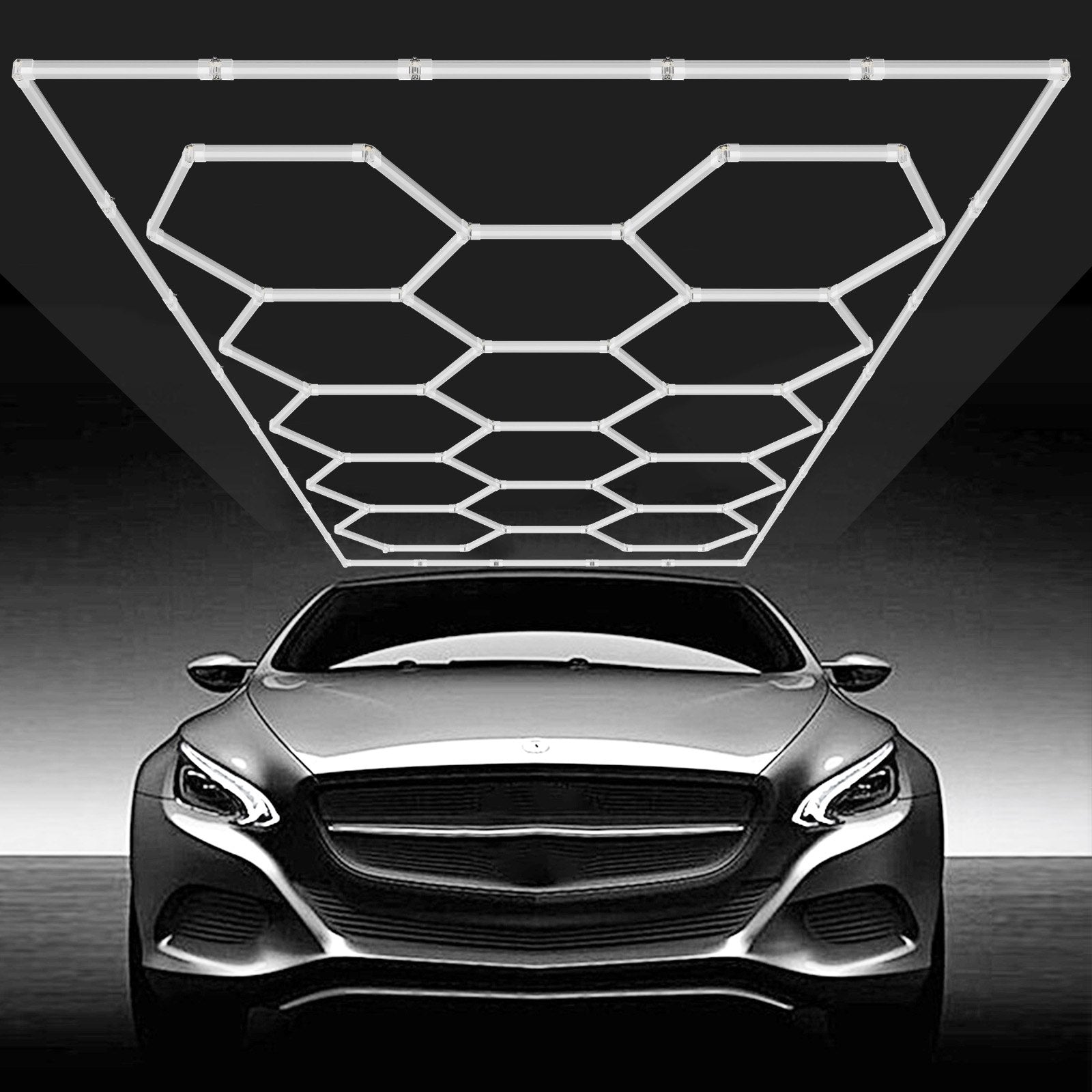 DIY Hexagonal Garage LED Ceiling Lights, 86400LM 6500K, Bright White Honeycomb Design for Car Detailing, Gym, Workshop, Basement, and More
