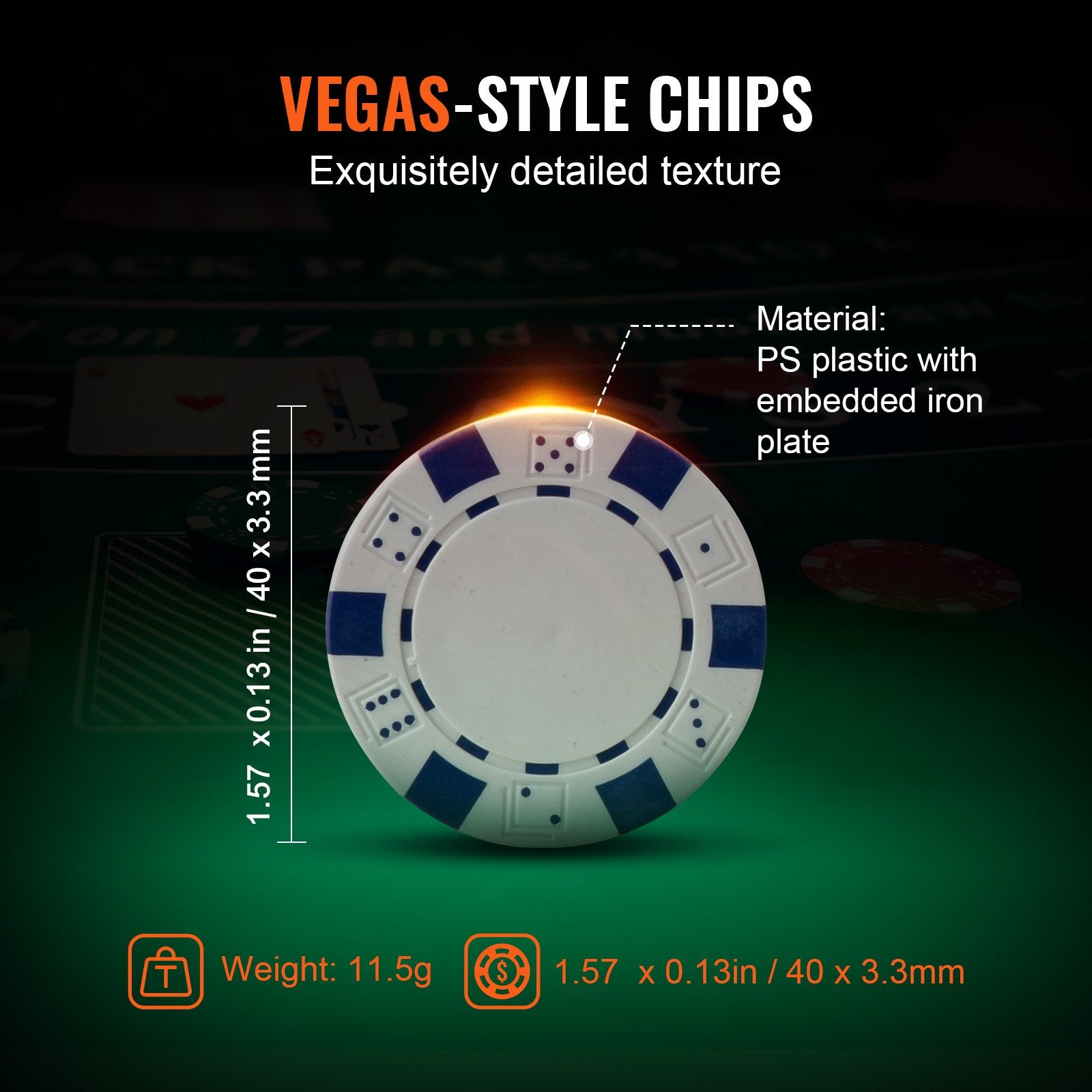 300-Piece Premium Poker Chip Set with Aluminum Case - Casino Quality 11.5 Gram Chips, Cards, Buttons, Dice for Texas Hold'em, Blackjack, Gambling