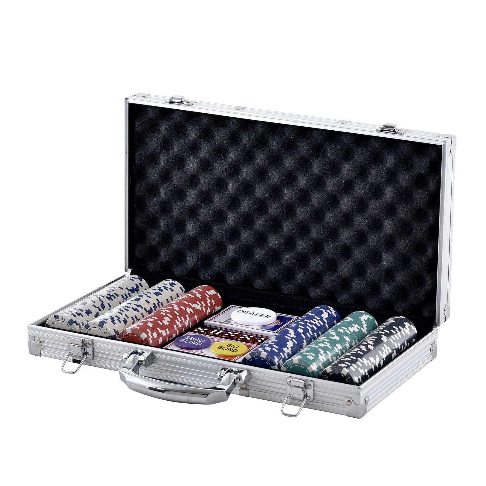 300-Piece Premium Poker Chip Set with Aluminum Case - Casino Quality 11.5 Gram Chips, Cards, Buttons, Dice for Texas Hold'em, Blackjack, Gambling