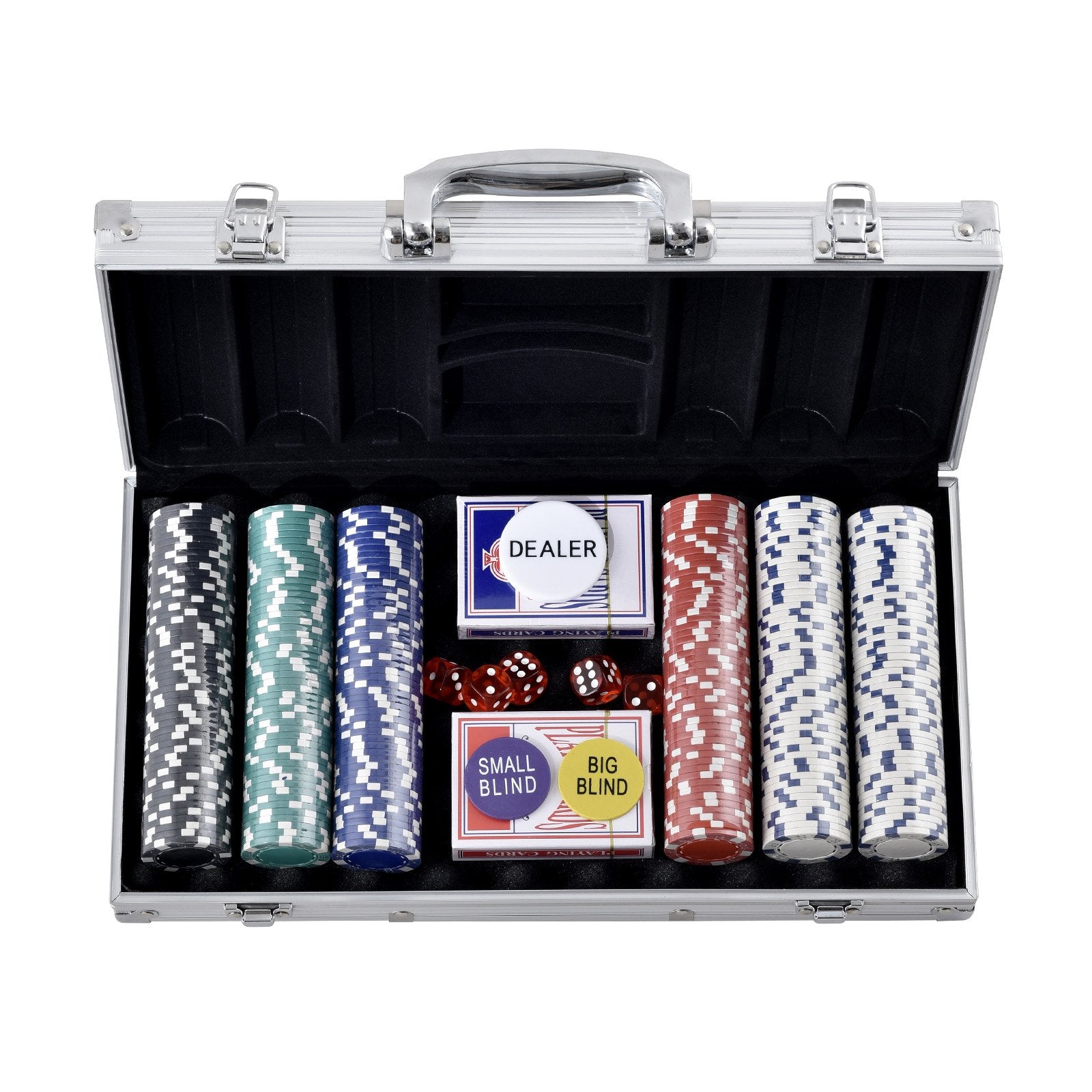 300-Piece Premium Poker Chip Set with Aluminum Case - Casino Quality 11.5 Gram Chips, Cards, Buttons, Dice for Texas Hold'em, Blackjack, Gambling