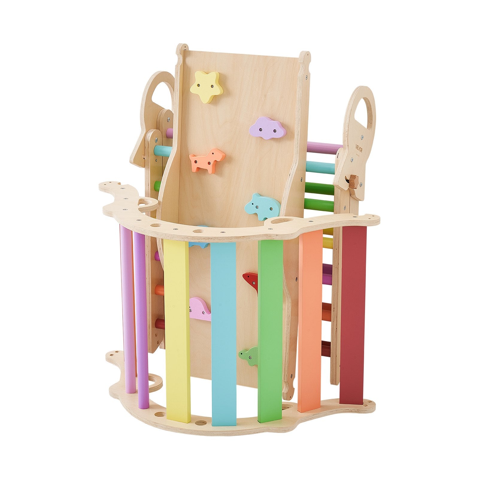 9-in-1 Montessori Pikler Triangle Climbing Set for Toddlers & Kids, Foldable Indoor Gym with Cars, Cushion, Arch, Ramp, 150 lbs Capacity