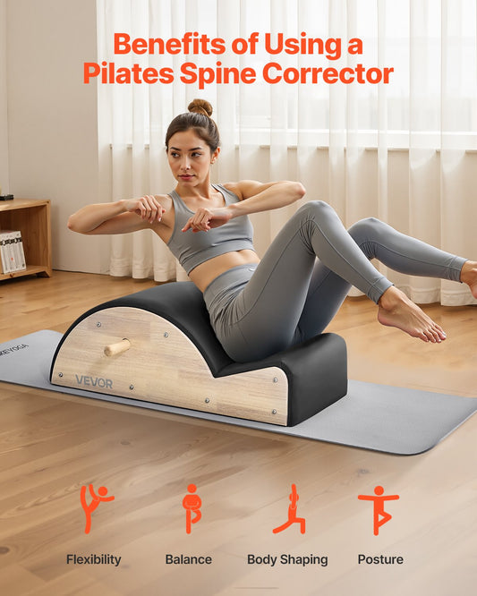 Rubber Wood Pilates Spine Corrector for Home Gym - Enhance Balance, Core Strength, and Flexibility with Arc Fitness Tool for Spine Exercises