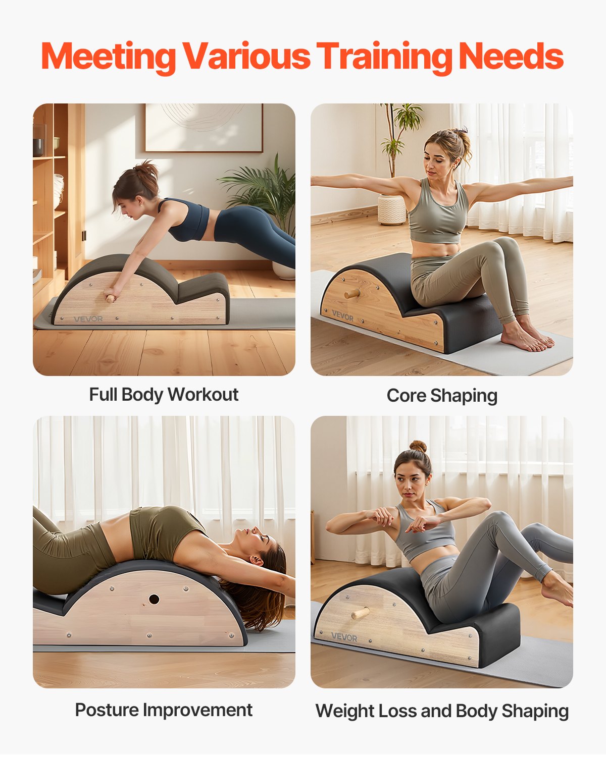 Rubber Wood Pilates Spine Corrector for Home Gym - Enhance Balance, Core Strength, and Flexibility with Arc Fitness Tool for Spine Exercises