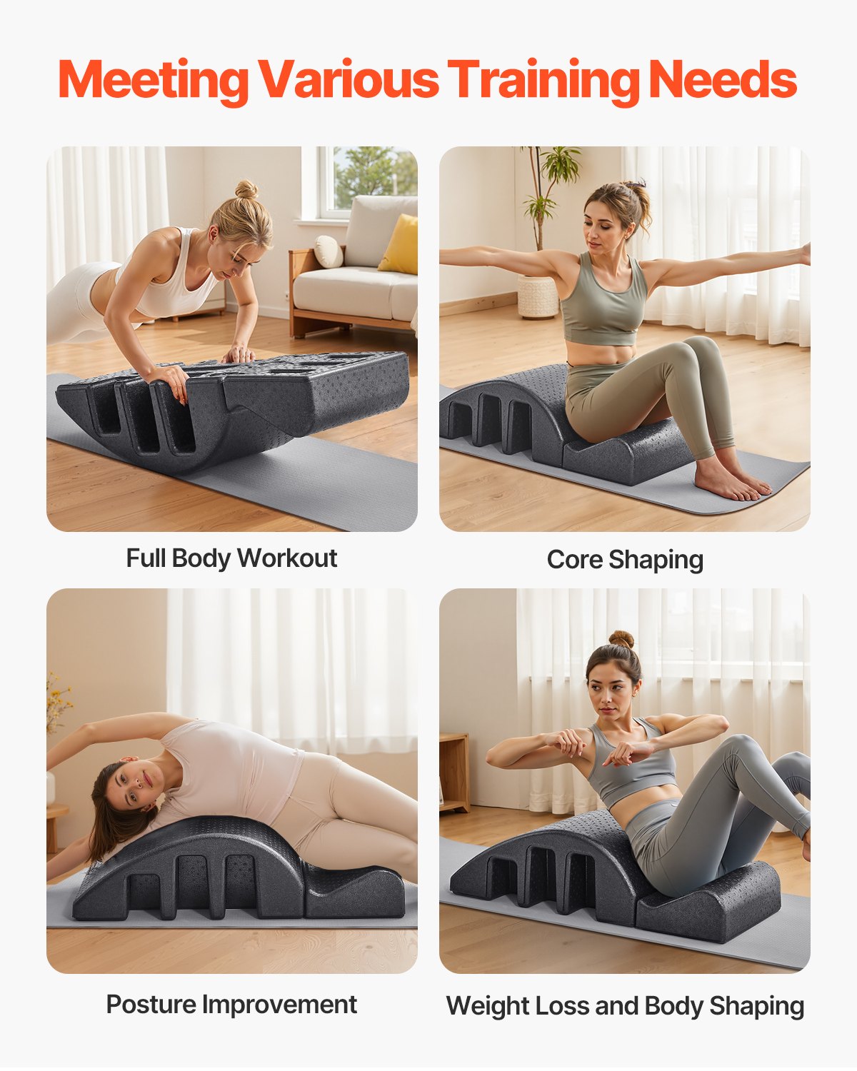 Home Gym Pilates Spine Corrector: Arc Foam Fitness Tool for Spine Exercises, Core Strength, Balance & Stretching Workouts