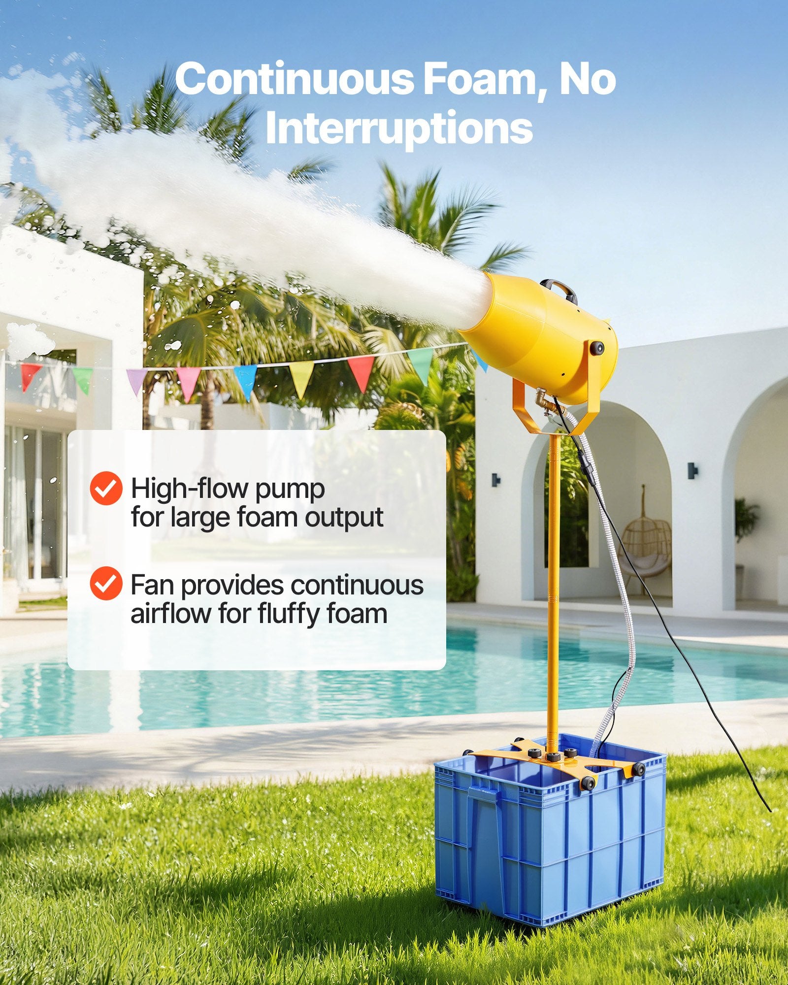 High-Performance Foam Cannon Party Machine - 16.4 ft Spray, 74QT Water Tank, Dense Bubble Maker for Events, Celebrations & Gatherings