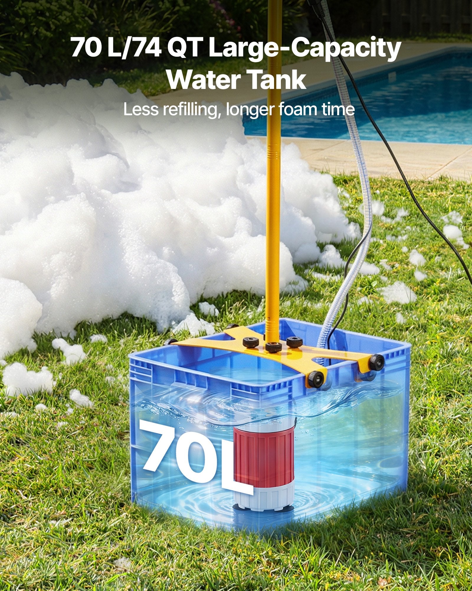 High-Performance Foam Cannon Party Machine - 16.4 ft Spray, 74QT Water Tank, Dense Bubble Maker for Events, Celebrations & Gatherings