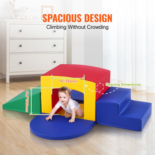 Indoor Toddler Climbing, Crawling & Tunneling Play Set - Soft Foam Equipment with Stairs, Ramp, Maze for Preschoolers 3+ Easy Clean