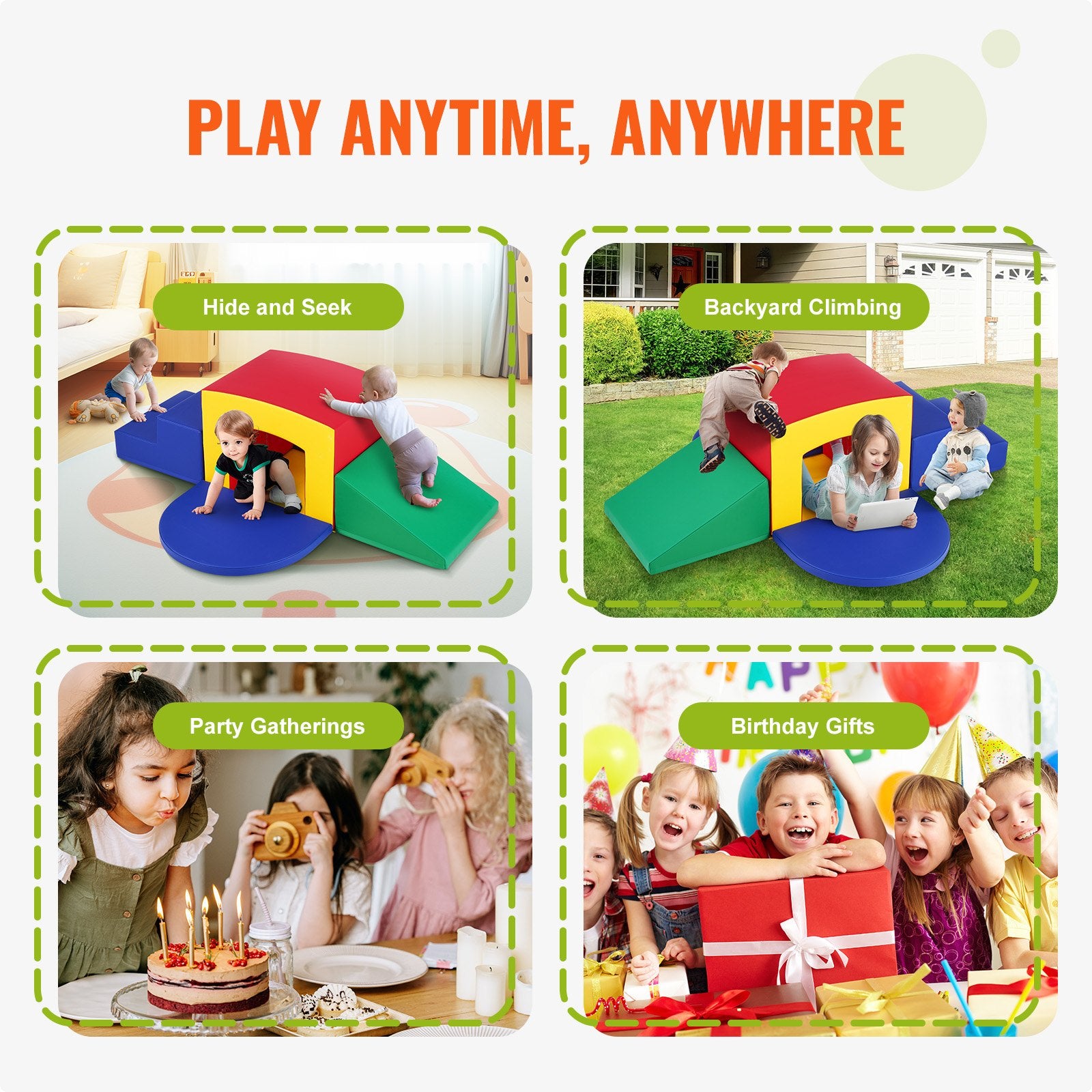 Indoor Toddler Climbing, Crawling & Tunneling Play Set - Soft Foam Equipment with Stairs, Ramp, Maze for Preschoolers 3+ Easy Clean