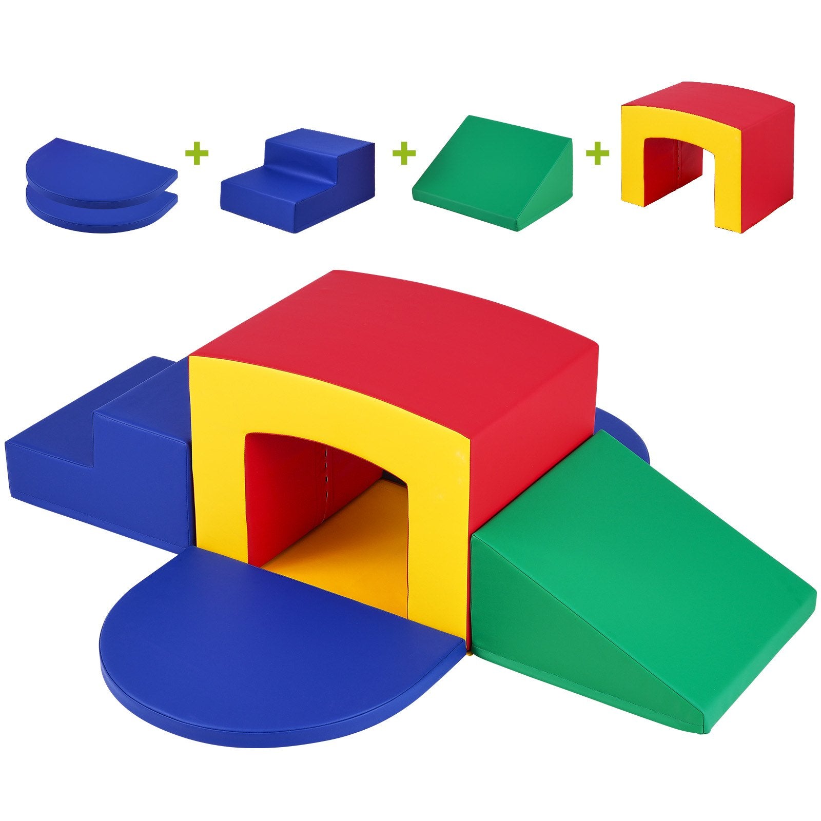Indoor Toddler Climbing, Crawling & Tunneling Play Set - Soft Foam Equipment with Stairs, Ramp, Maze for Preschoolers 3+ Easy Clean