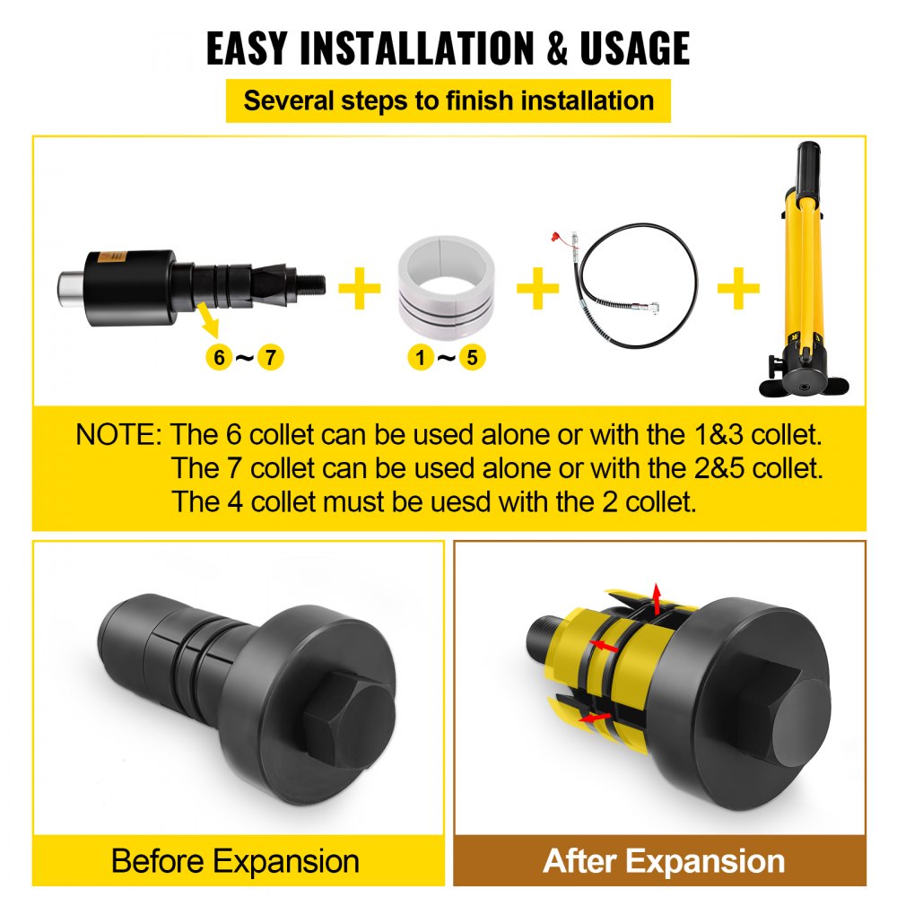 Versatile Manual Hydraulic Pipe Expander for Car Repair: 1-5/8" to 4-1/4" Size Range with 4 Dies and Dual Storage Cases for Copper and Aluminum Tubes