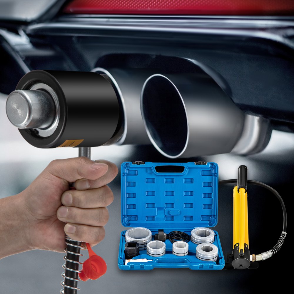 Versatile Manual Hydraulic Pipe Expander for Car Repair: 1-5/8" to 4-1/4" Size Range with 4 Dies and Dual Storage Cases for Copper and Aluminum Tubes