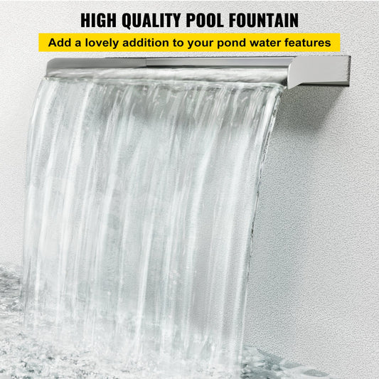 Stainless Steel Pool Waterfall Fountain - 59.4"x4.5"x3.1" Spillway for Garden & Outdoor, DIY Setup with Connectors, Constant Flow