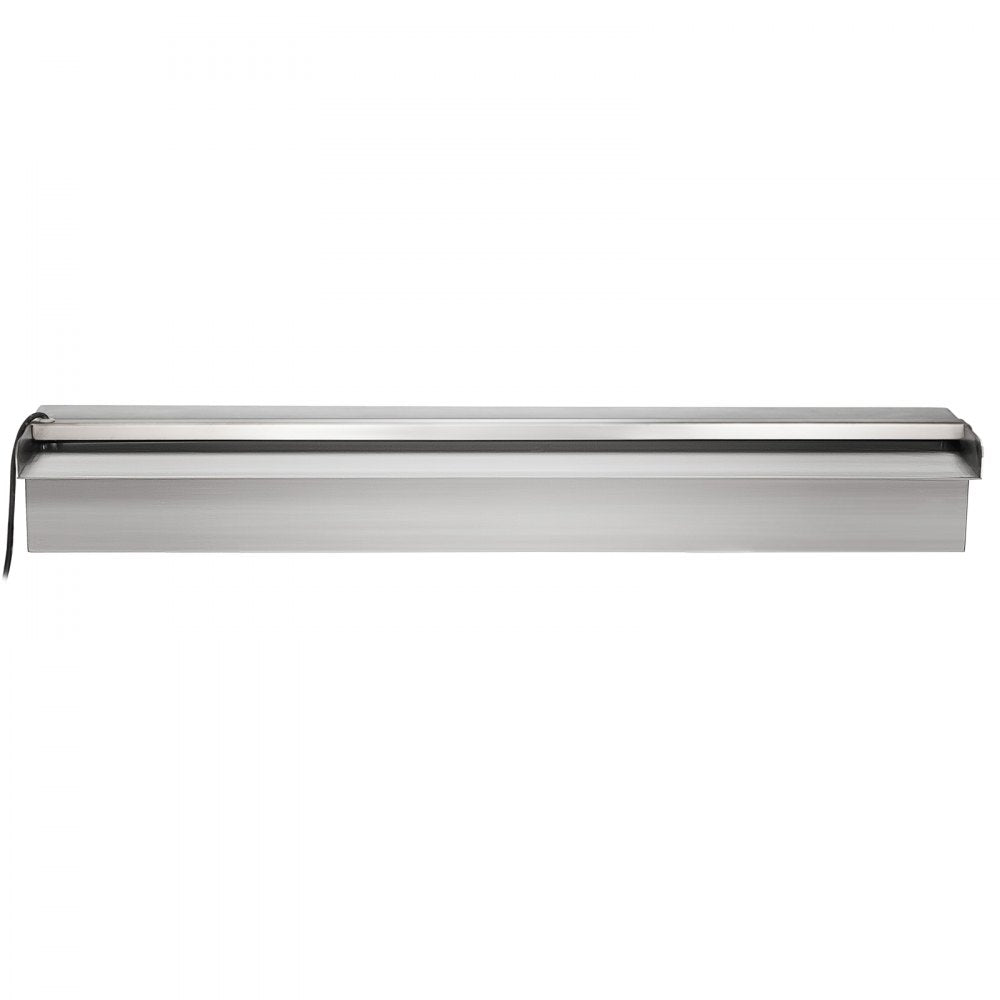 23.6" x 4.5" x 3.1" Stainless Steel Decorative Waterfall Pool Fountain  With LED Strip Light For Garden Pond Indoors And Outdoors