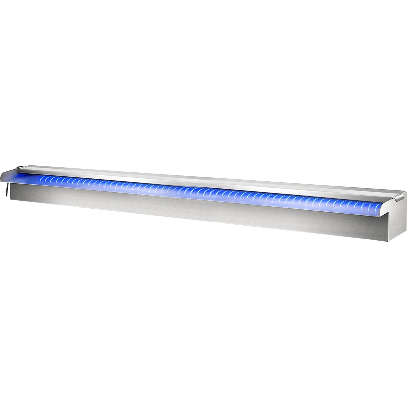 Stainless Steel Pool Waterfall with LED Lights - 35.4" Spillway for Outdoor Gardens, DIY Setup, Constant Flow & Remote Control