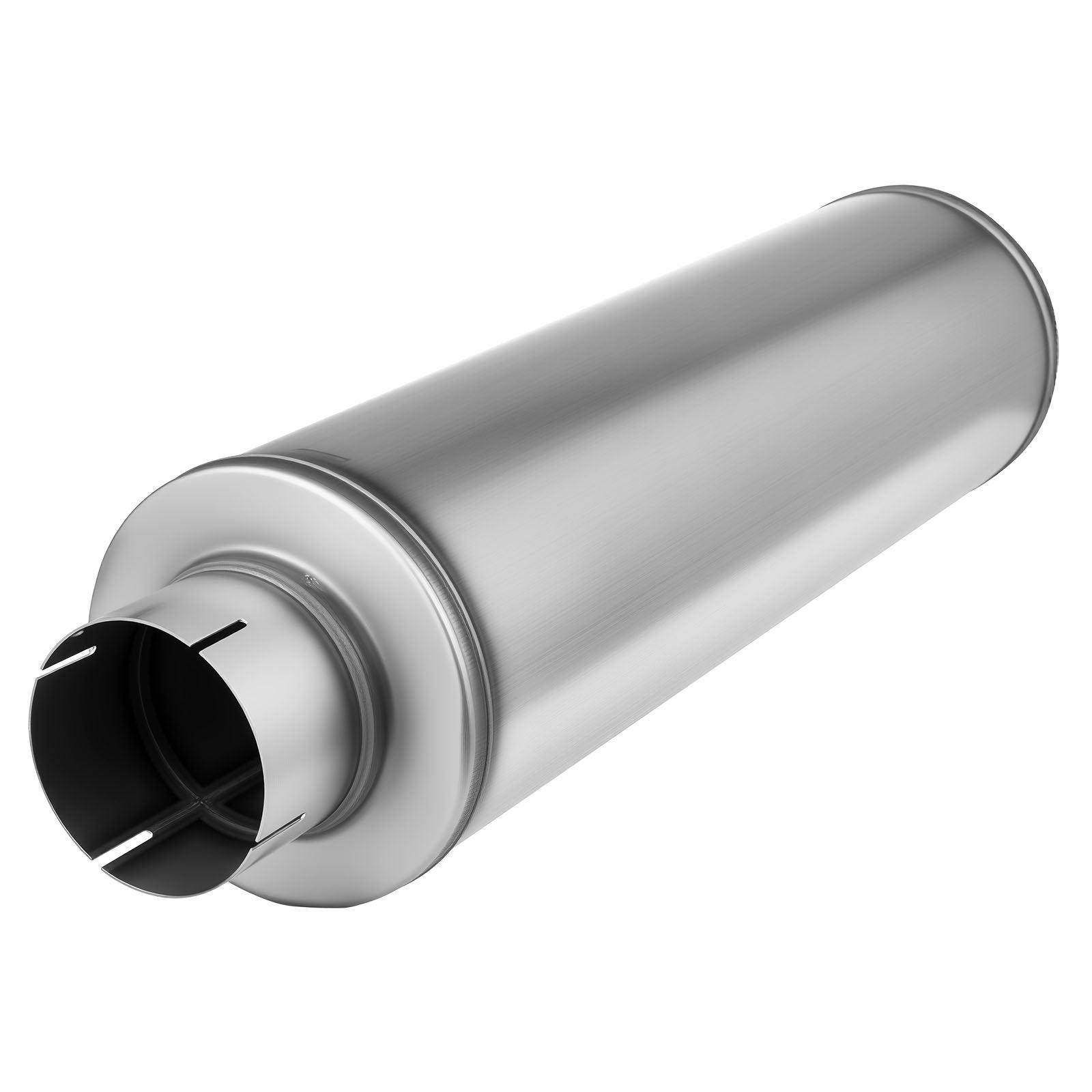 Universal Stainless Steel Exhaust Muffler with 4" Inlet/Outlet, 30" Length - High Performance for Trucks, Sedans, Sports Cars & SUVs